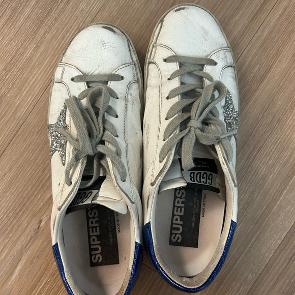 Blue heel glitter silver star low top golden goose sneakers - Picture 3 of 6